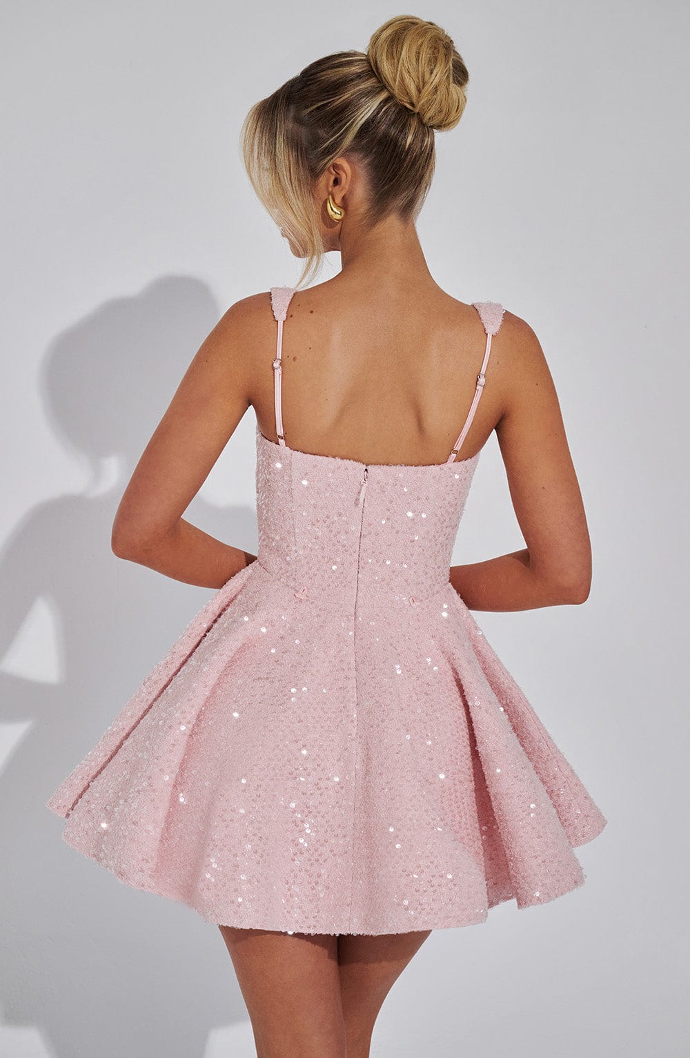 Women's Sequin Dress Square Neck Bow Mini Party