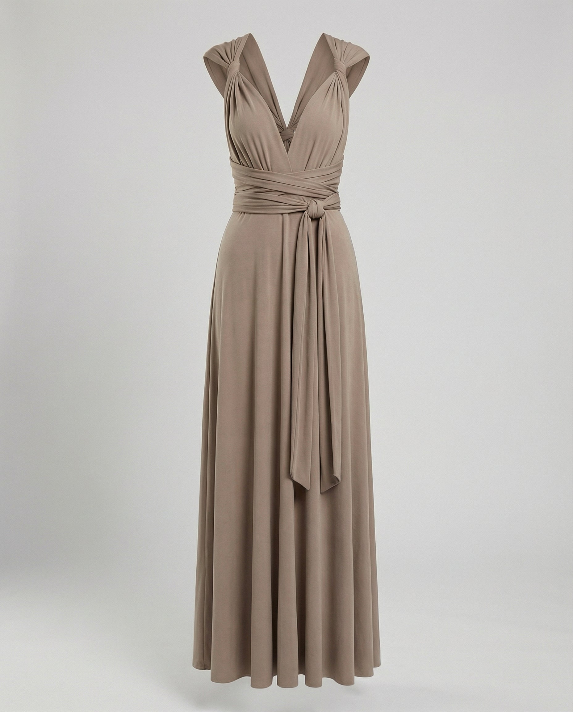 Women's Multiway Wrap Maxi Dress - V-Neck and Multi-Tie Waist Detail