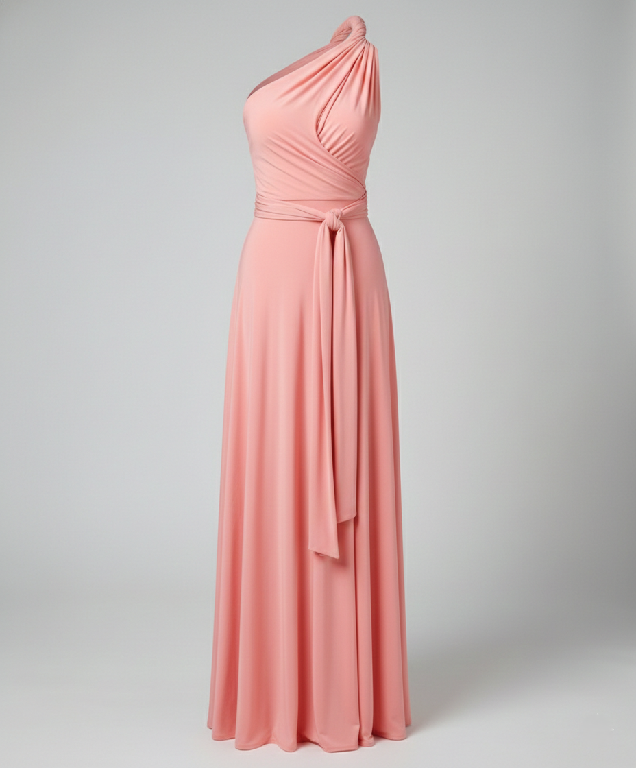 Women's Multiway Wrap Maxi Dress - V-Neck and Multi-Tie Waist Detail