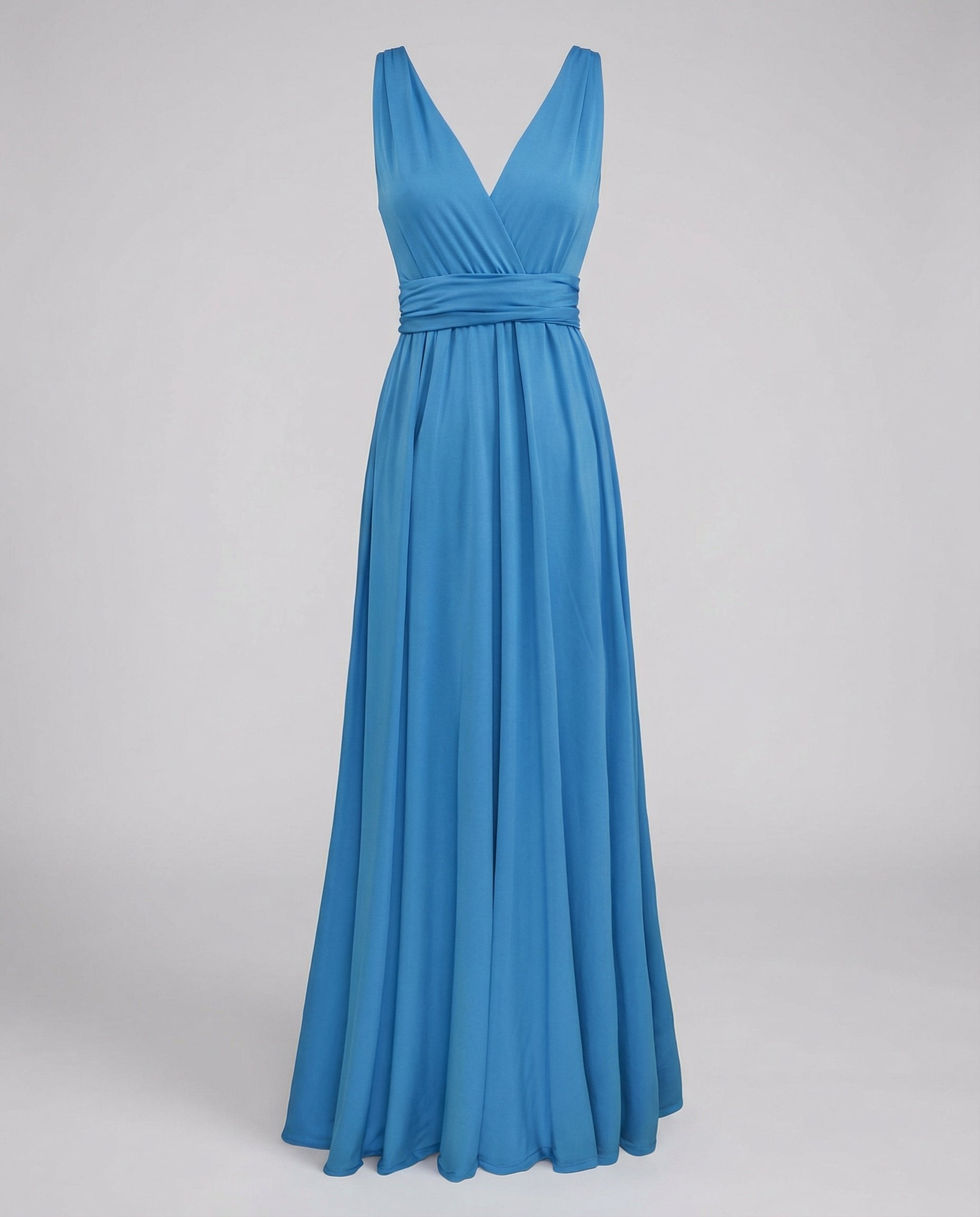 Women's Multiway Wrap Maxi Dress - V-Neck and Multi-Tie Waist Detail