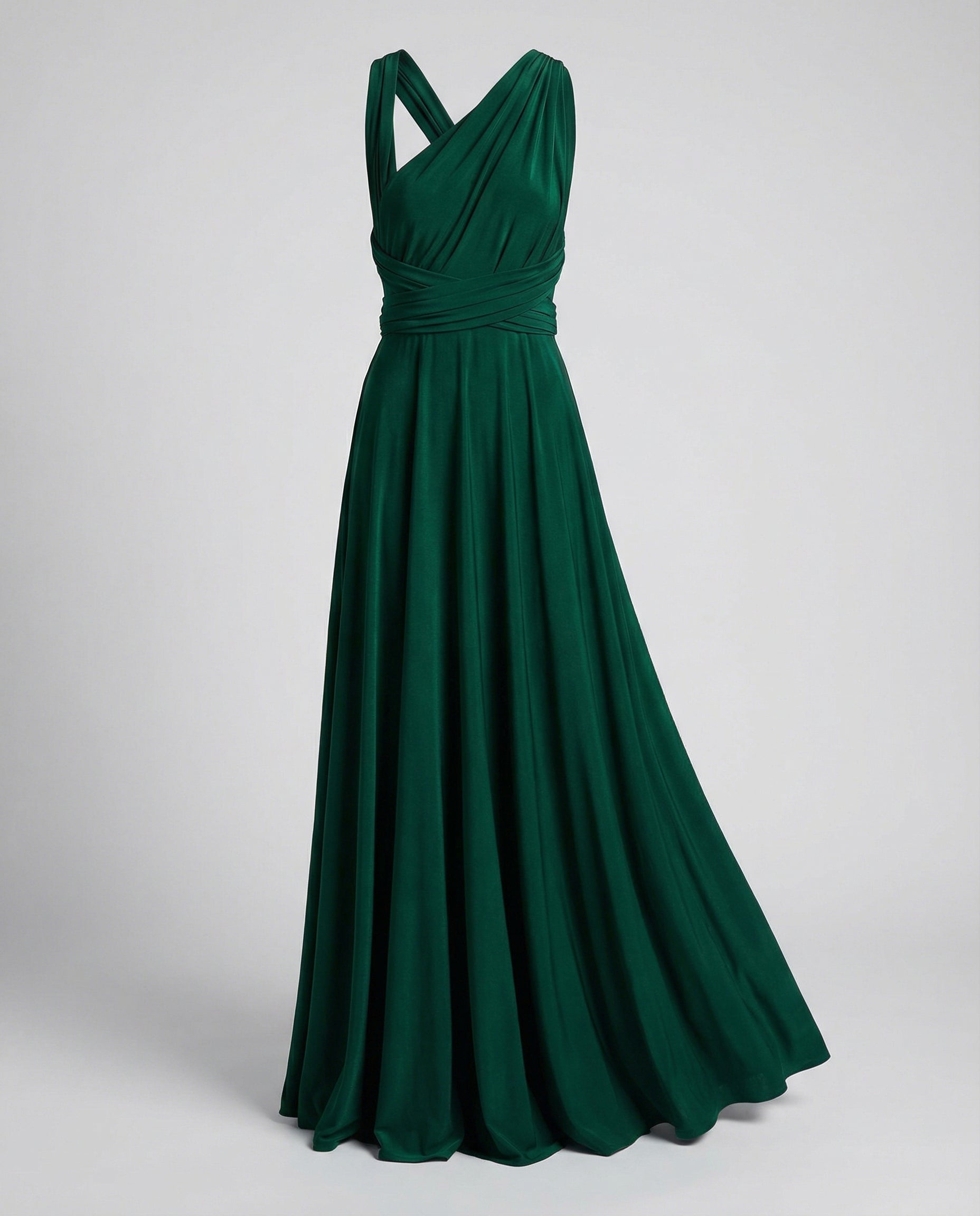 Women's Multiway Wrap Maxi Dress - V-Neck and Multi-Tie Waist Detail