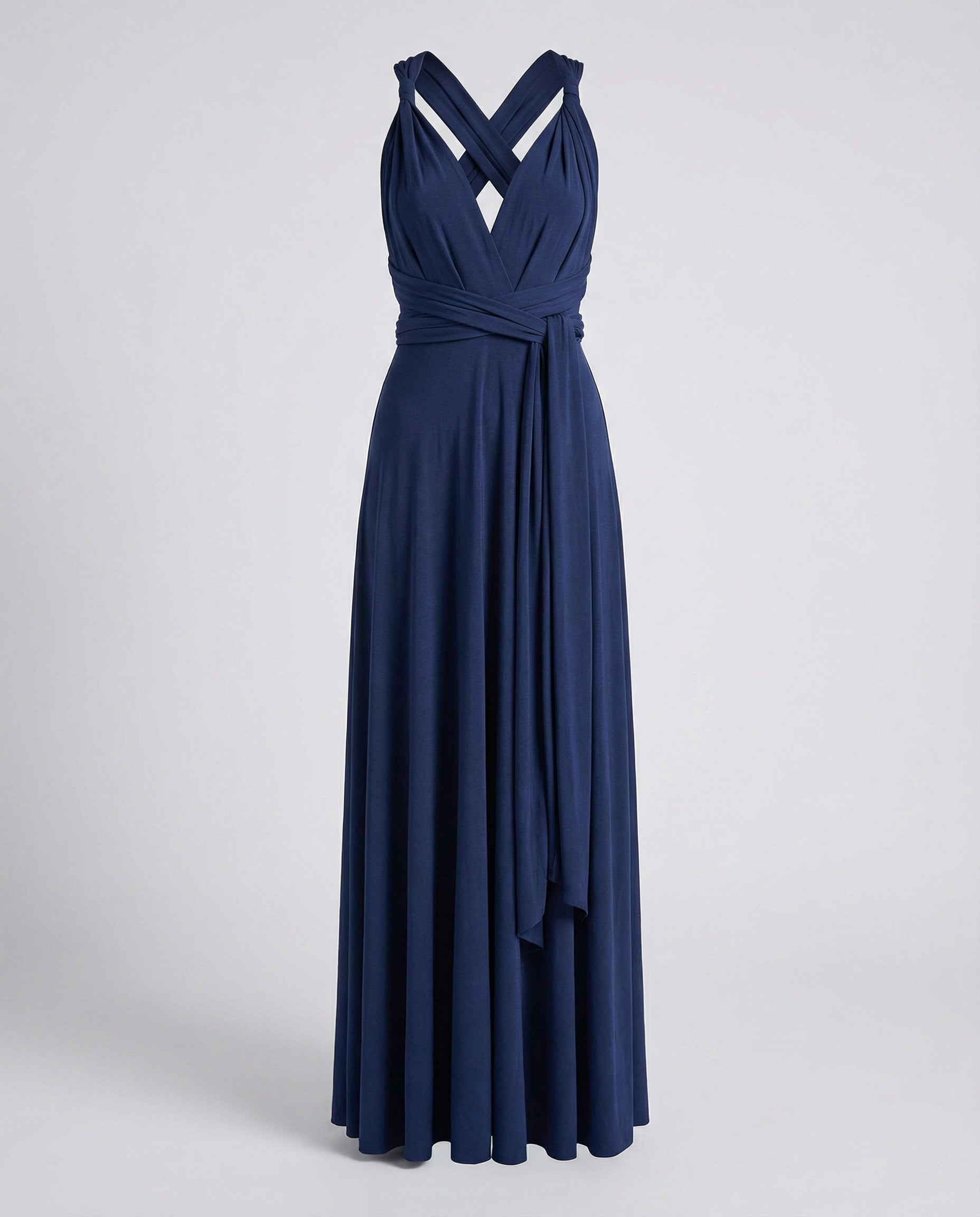 Women's Multiway Wrap Maxi Dress - V-Neck and Multi-Tie Waist Detail