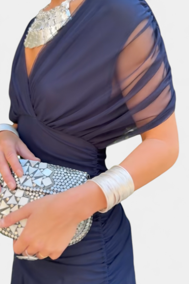 Women's Off the Shoulder Maxi Dress Wedding Guest Ruched Elegant