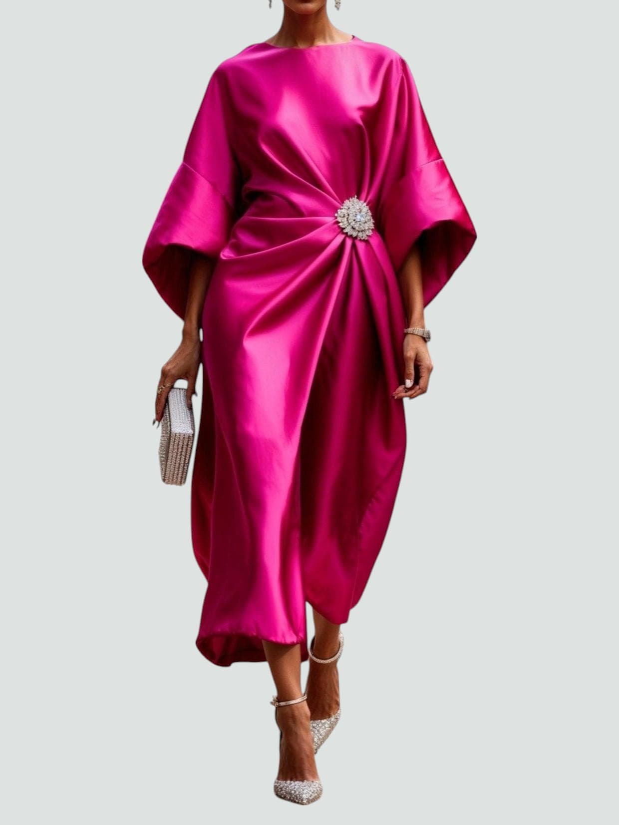 Women's Midi Dress Kaftan 3/4 Sleeve Cocktail Elegant