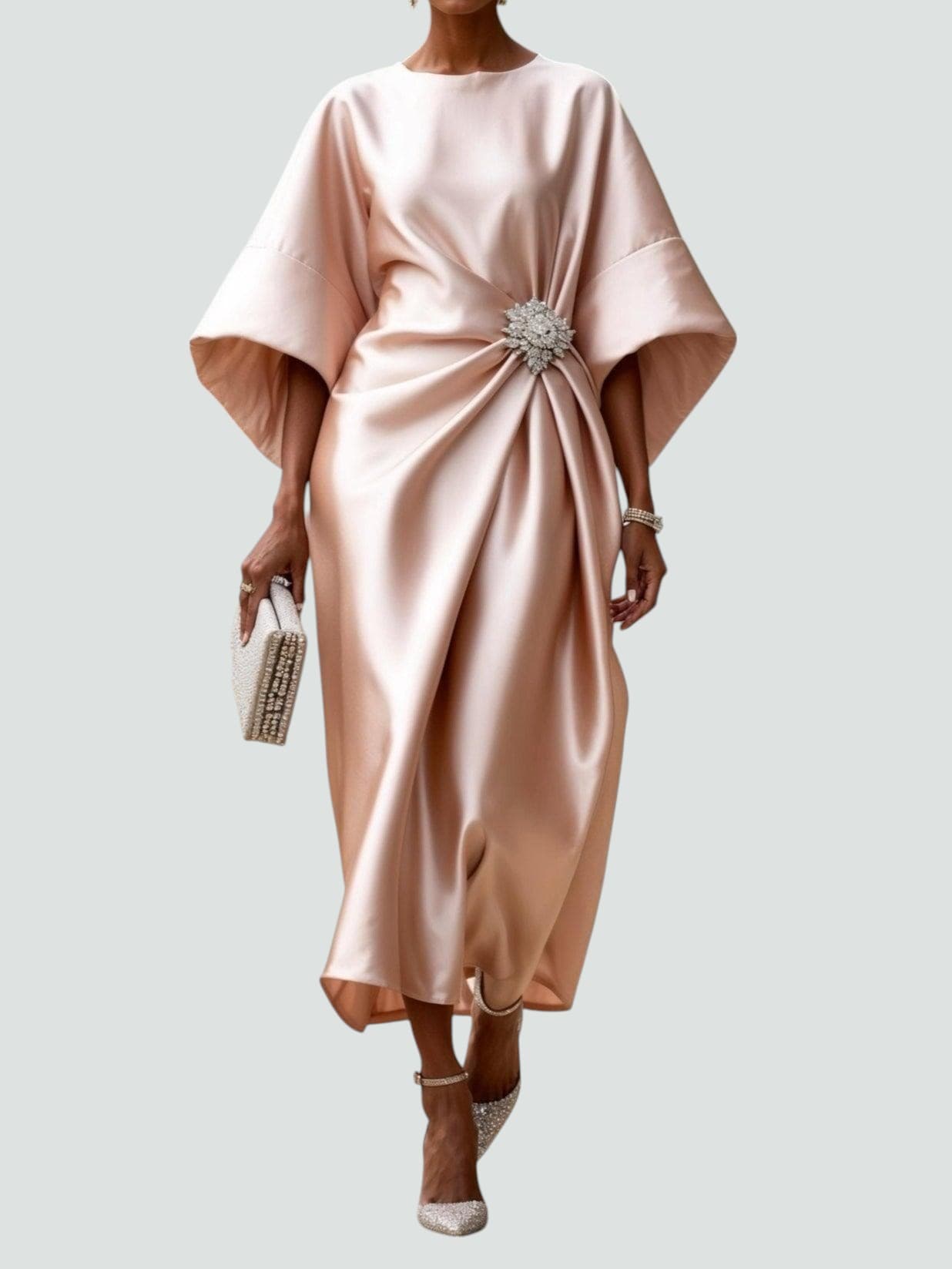 Women's Midi Dress Kaftan 3/4 Sleeve Cocktail Elegant