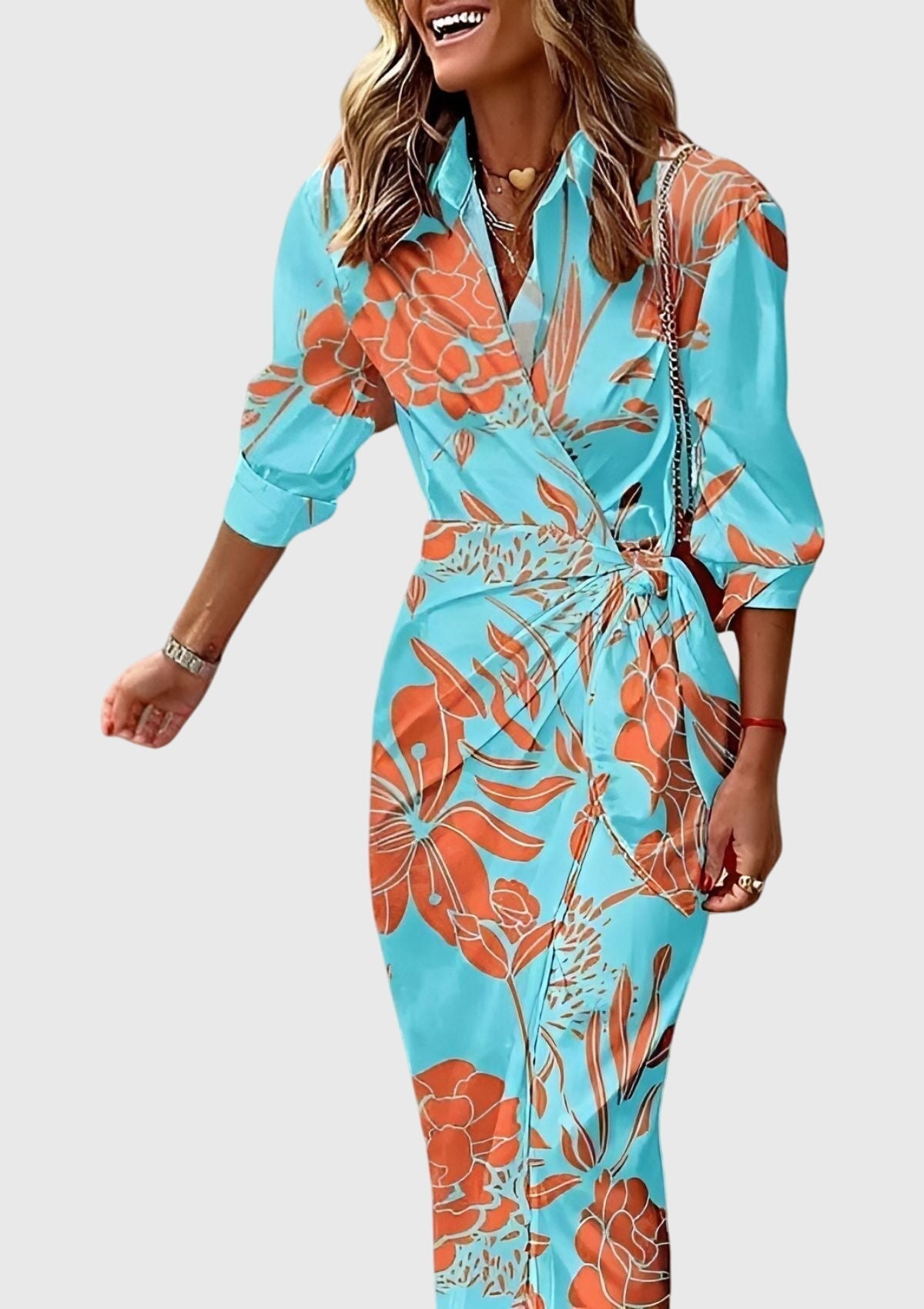 Women's Wrap Maxi Dress Wedding Guest Striped Shirt Elegant