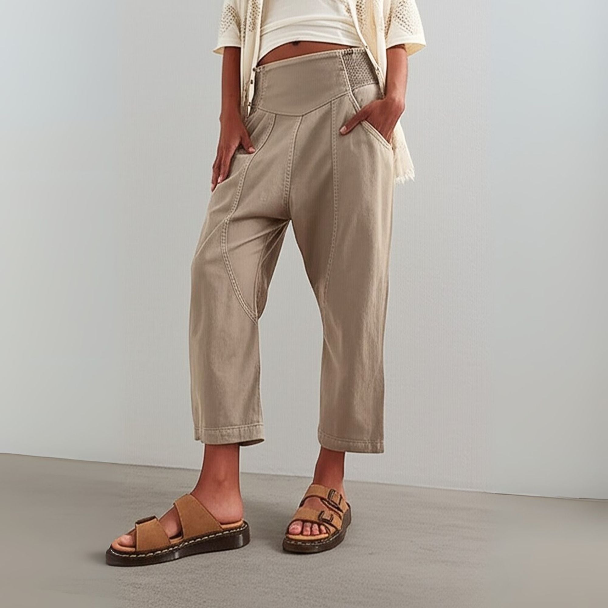 Women's Wide Leg Pants High Waisted Smocked Casual Trousers