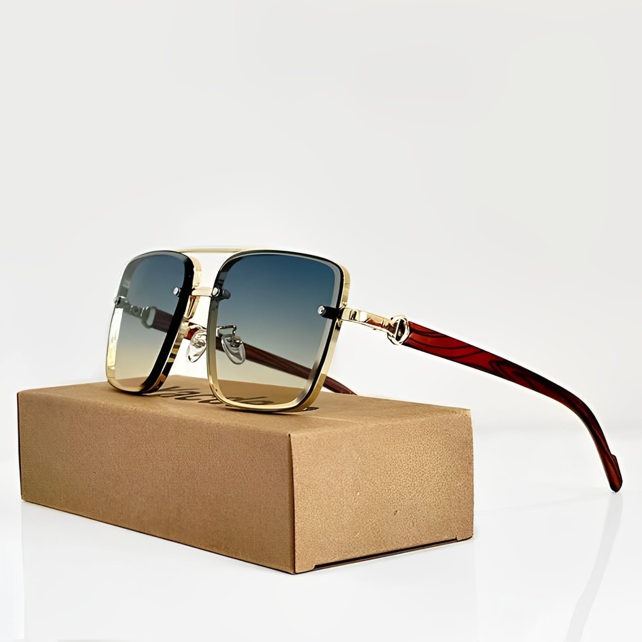 Women's Rimless Sunglasses Square Aviator and Gradient Lens