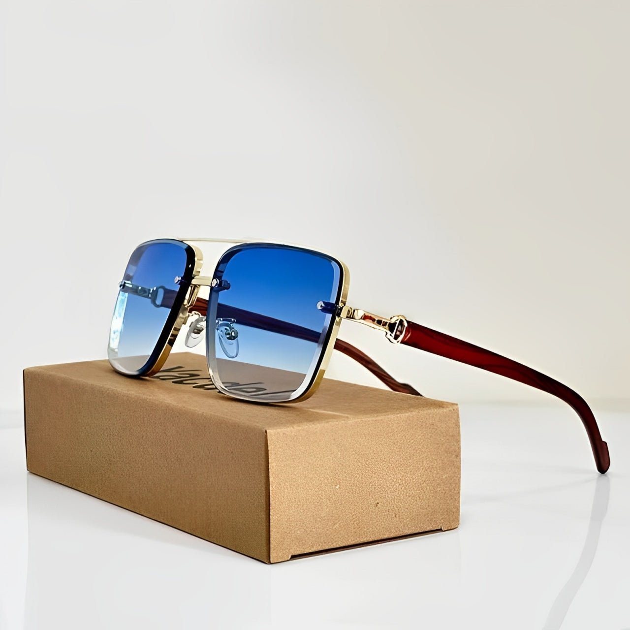 Women's Rimless Sunglasses Square Aviator and Gradient Lens