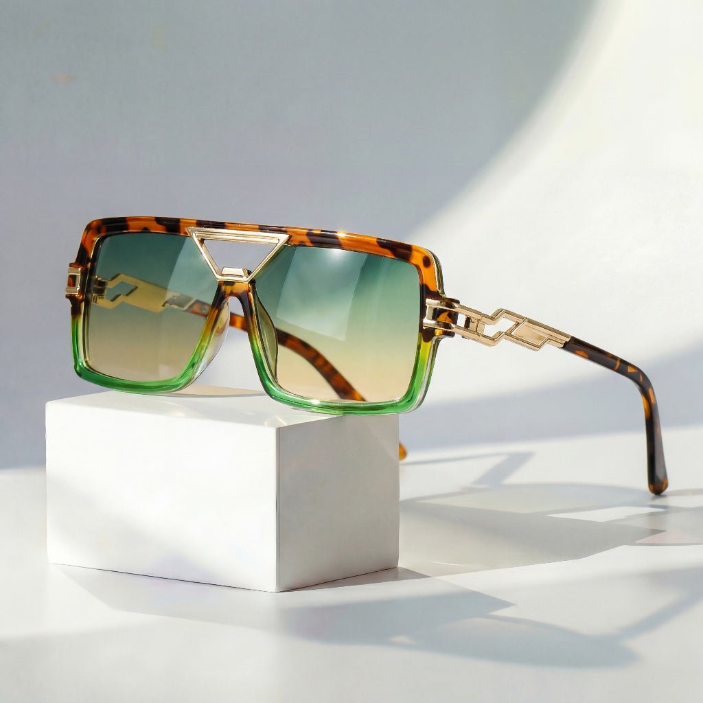 Women's Oversized Sunglasses Retro Square and Chain Link Temples