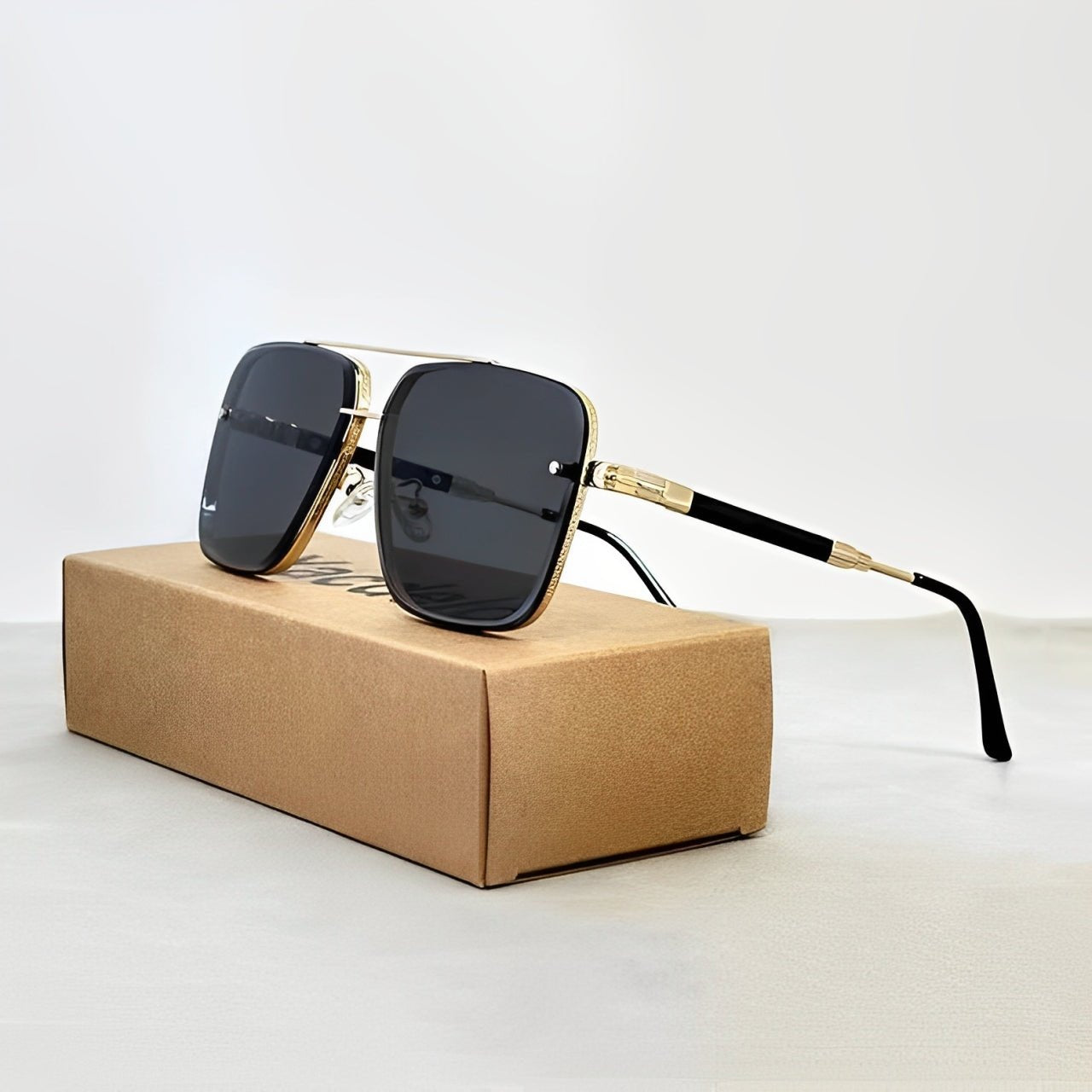 Women's Gradient Sunglasses Retro Square and Gold Frame