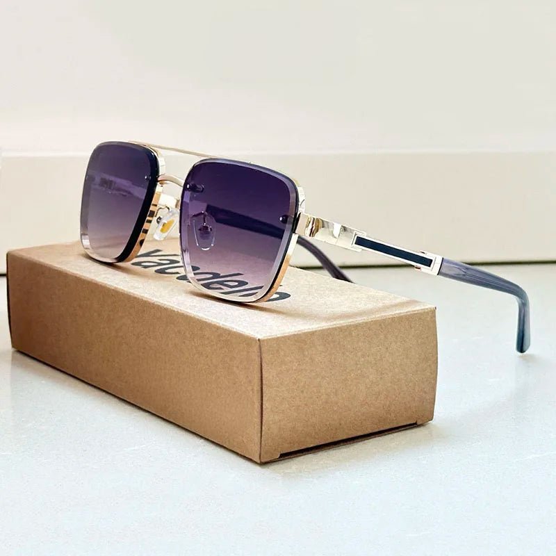 Women's Titanium Sunglasses Retro Square and Gold Frame