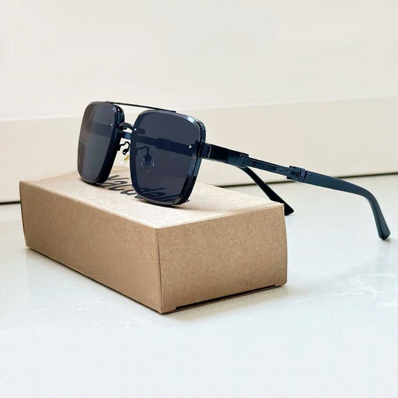 Women's Titanium Sunglasses Retro Square and Gold Frame