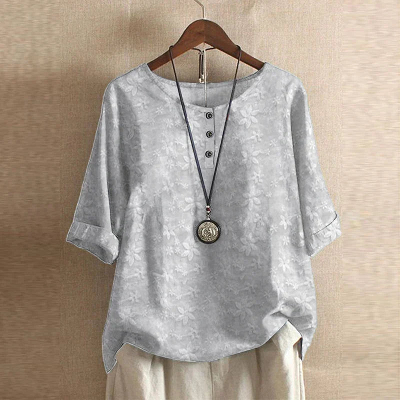Women's Boho Blouse Floral Print Short Sleeve Casual Top