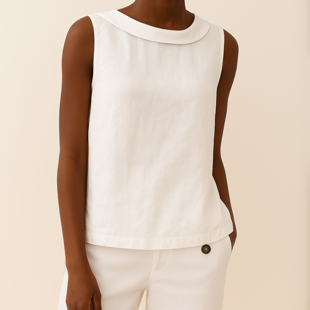 Women's Roll Collar Top Sleeveless Casual Summer Blouse