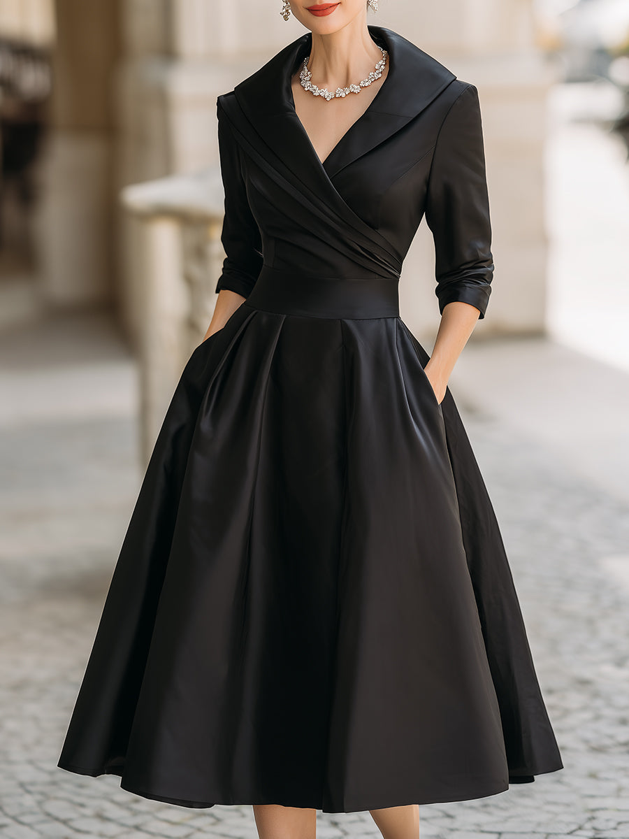 Women's Flowy Midi Dress Tiered V-neck Wedding Guest