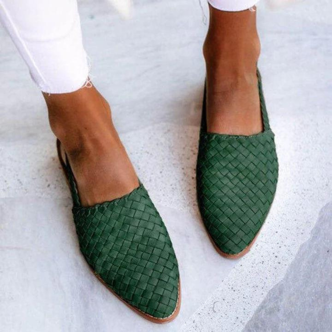 Women's Woven Vegan Ballerinas Sandals Slingback Pointed Toe Flats