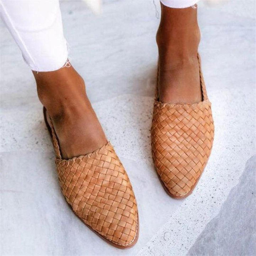 Women's Woven Vegan Ballerinas Sandals Slingback Pointed Toe Flats