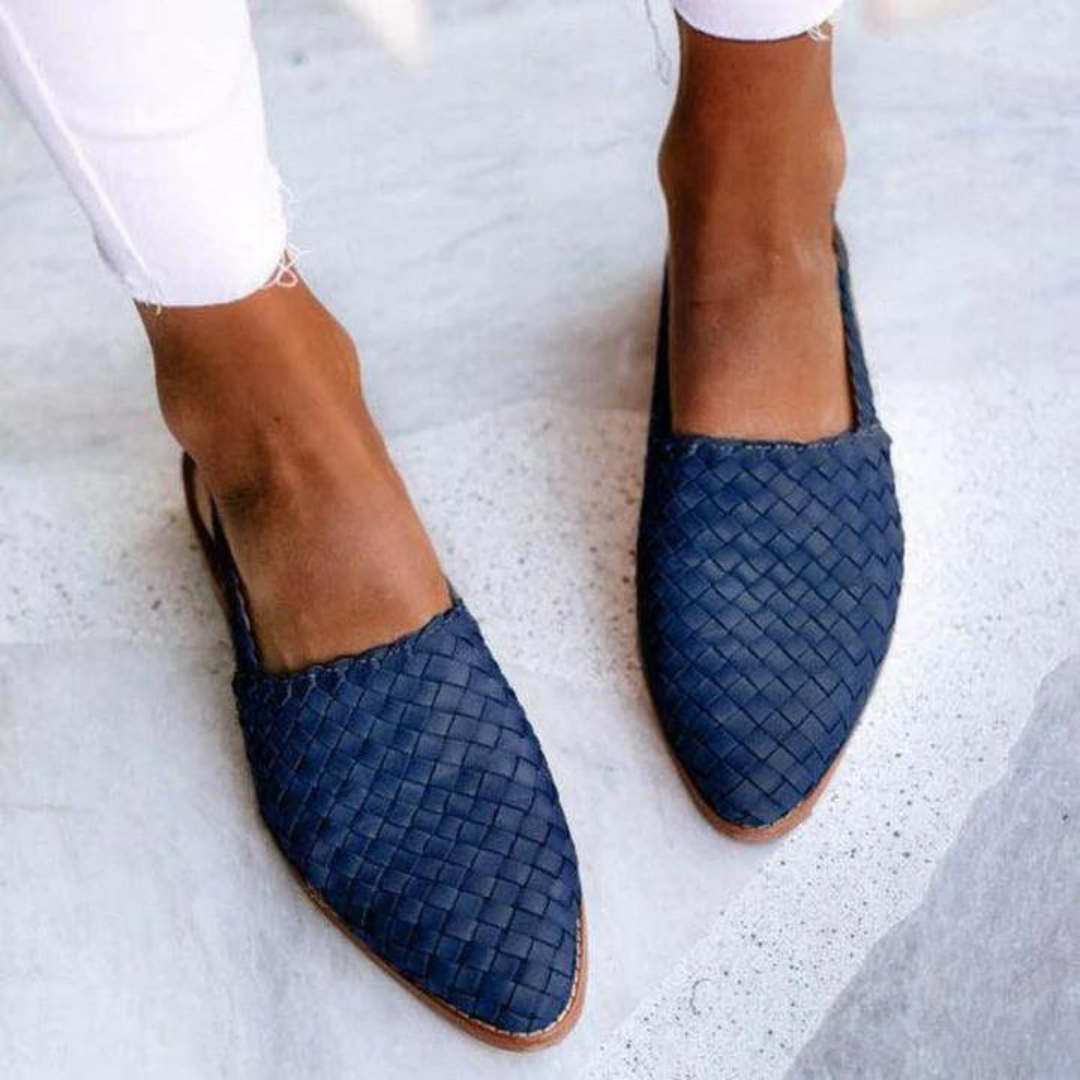 Women's Woven Vegan Ballerinas Sandals Slingback Pointed Toe Flats