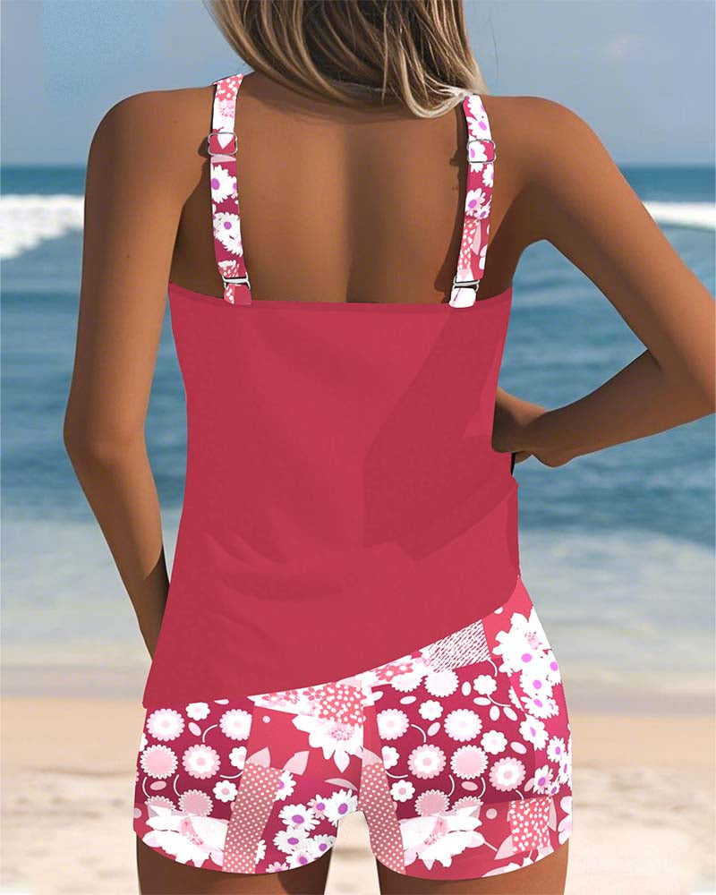 Women's Two-Piece Swimsuit High-Waisted Floral Print