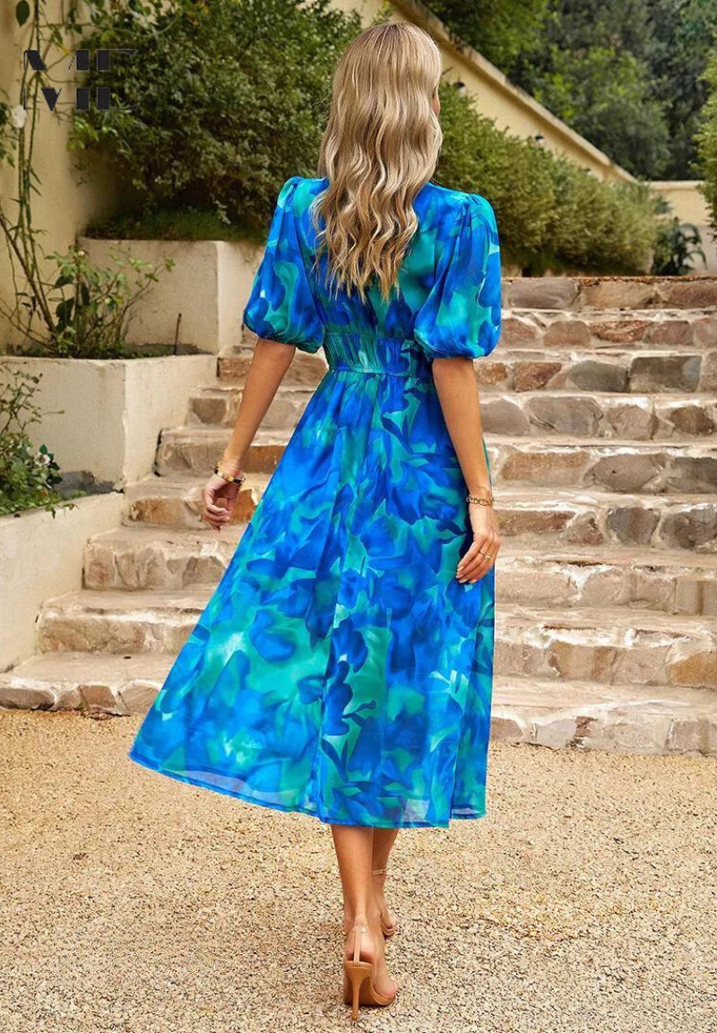 Women's Midi Dress Elegant Casual V-Neck A-Line Dress