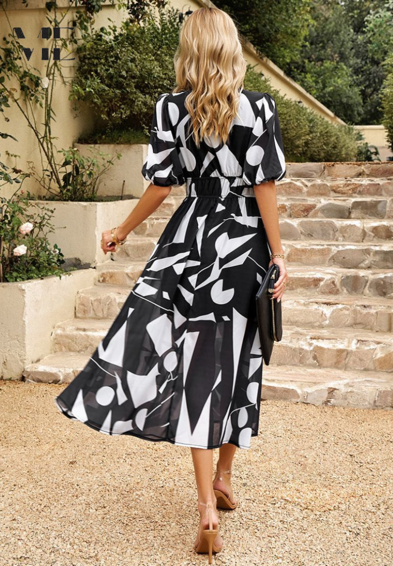 Women's Midi Dress Elegant Casual V-Neck A-Line Dress