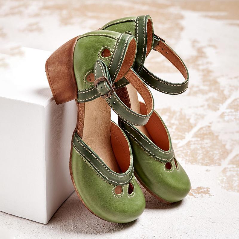 Women's Orthopedic Sandals Closed Toe Low Heel Cutout