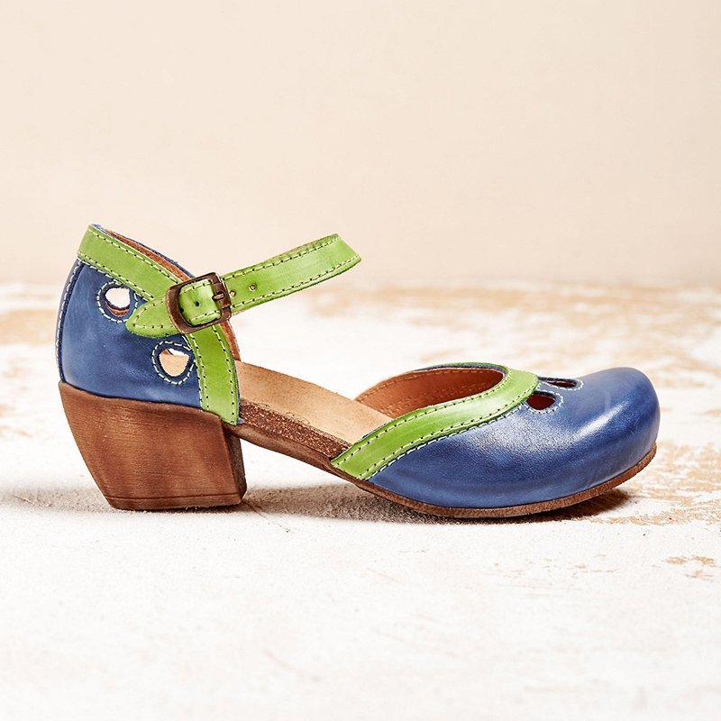 Women's Orthopedic Sandals Closed Toe Low Heel Cutout