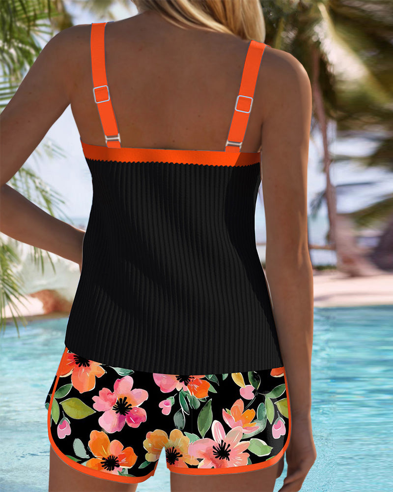 Women's Tummy Control Tankini Set Flattering Floral Bathing Suit
