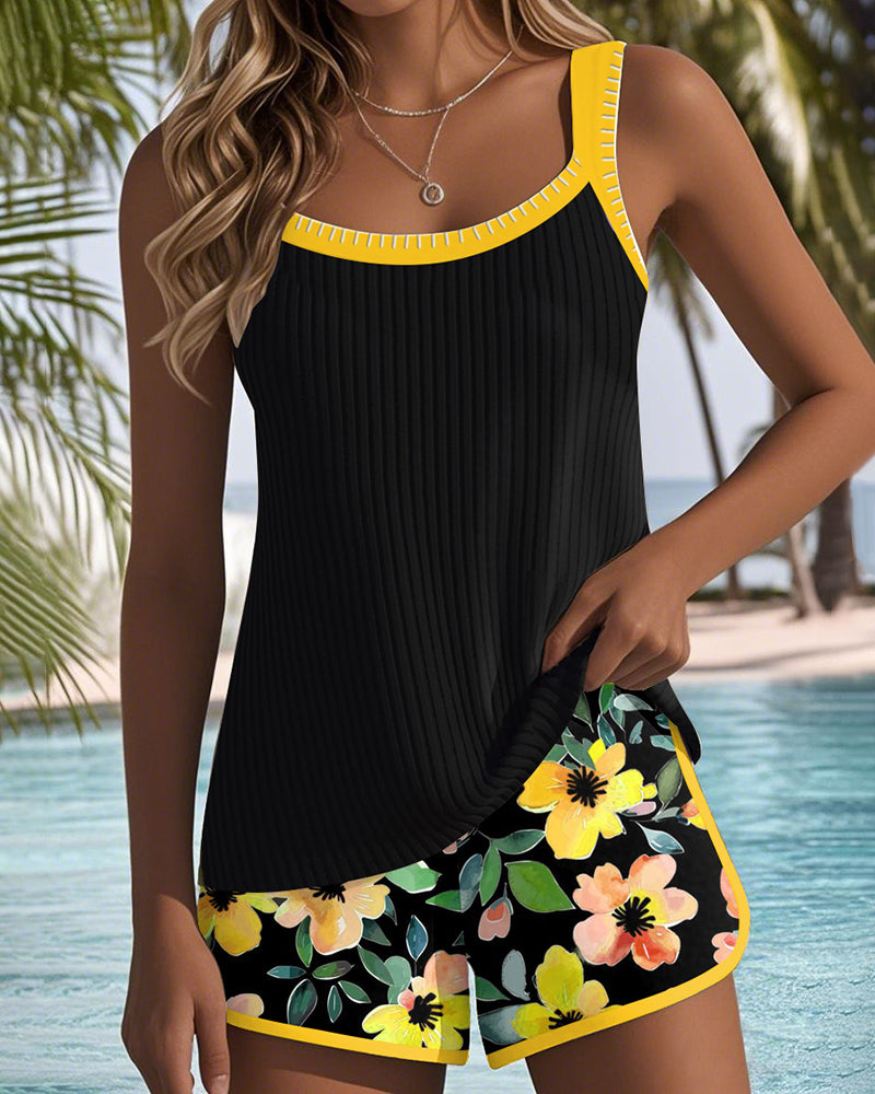 Women's Tummy Control Tankini Set Flattering Floral Bathing Suit
