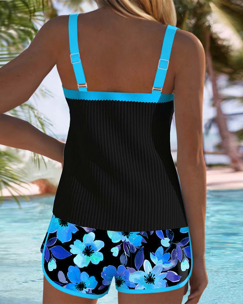 Women's Tummy Control Tankini Set Flattering Floral Bathing Suit