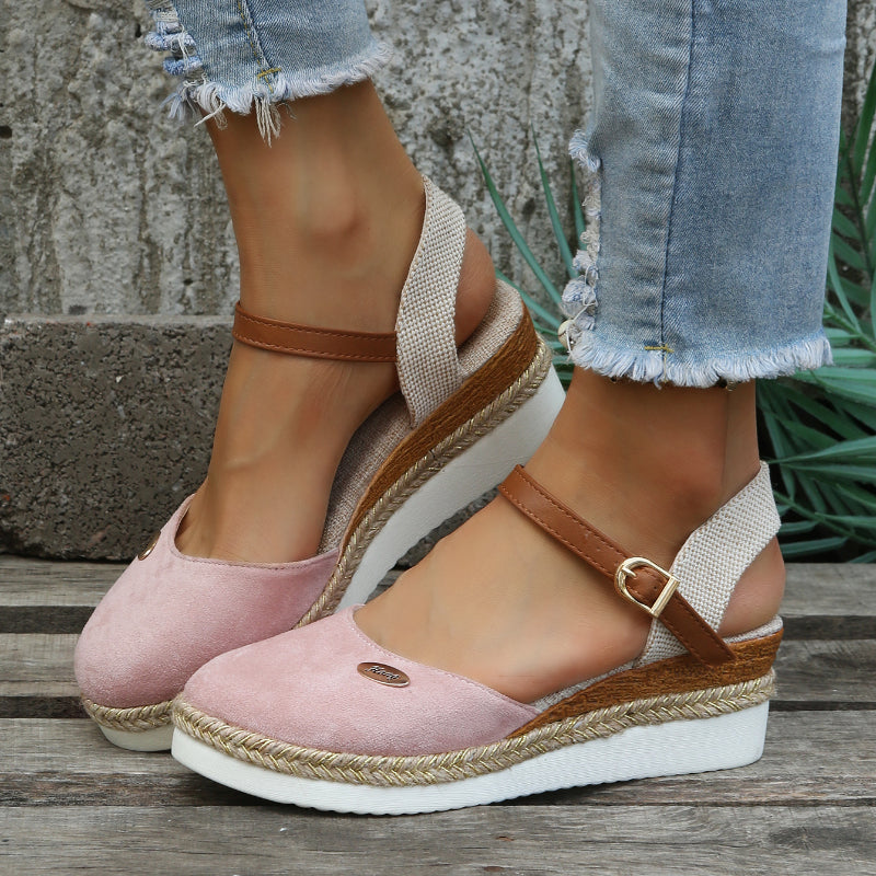 Women's Orthopedic Sandals Closed Toe Woven Espadrille Wedge