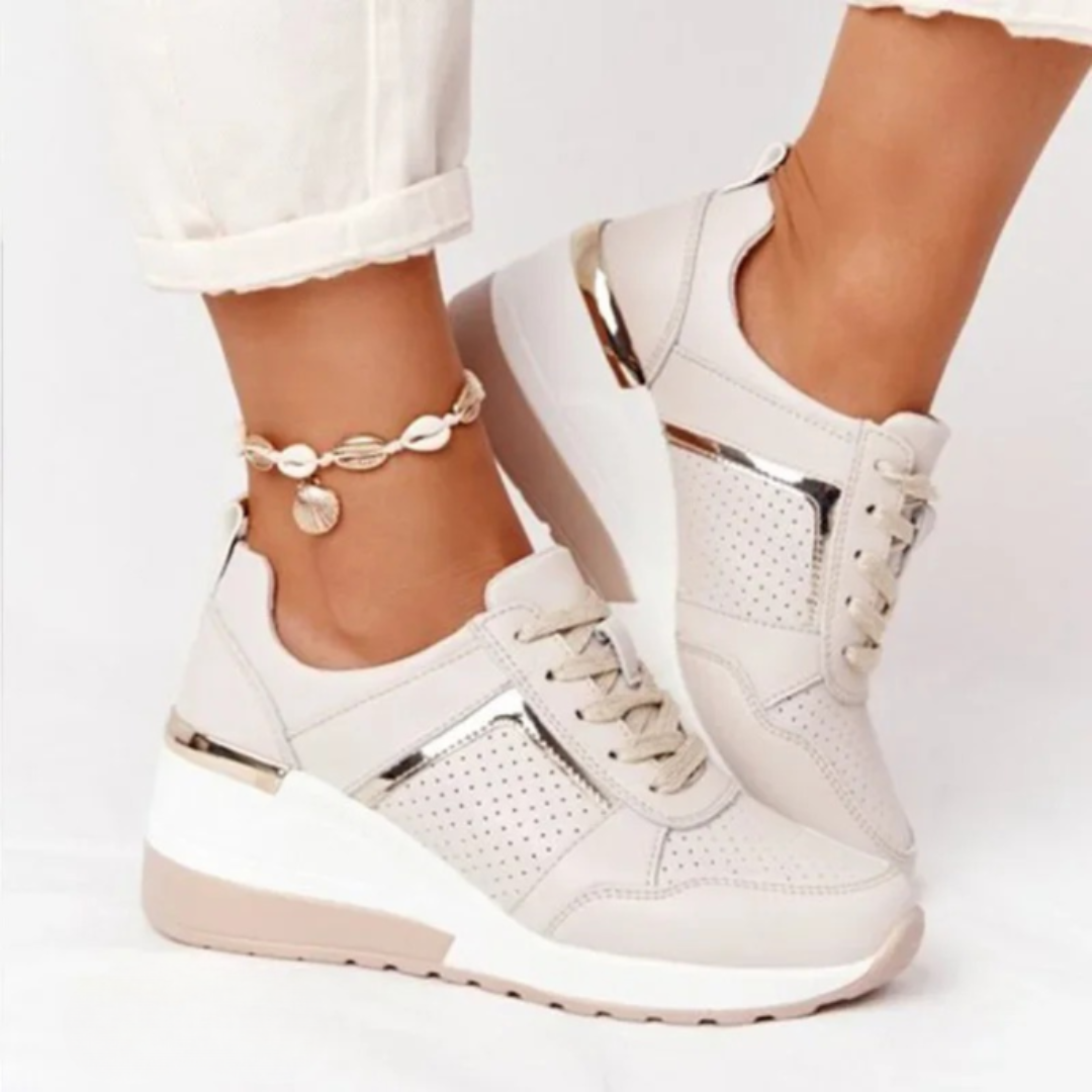 Women's Orthopedic Sneakers Comfortable Lace-Up Wedge Platform