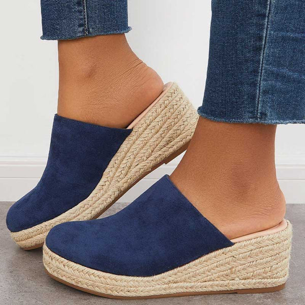 Women's Espadrille Wedge Sandals Closed Toe Platform Slip-On