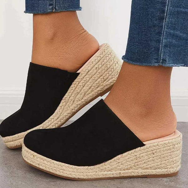 Women's Espadrille Wedge Sandals Closed Toe Platform Slip-On