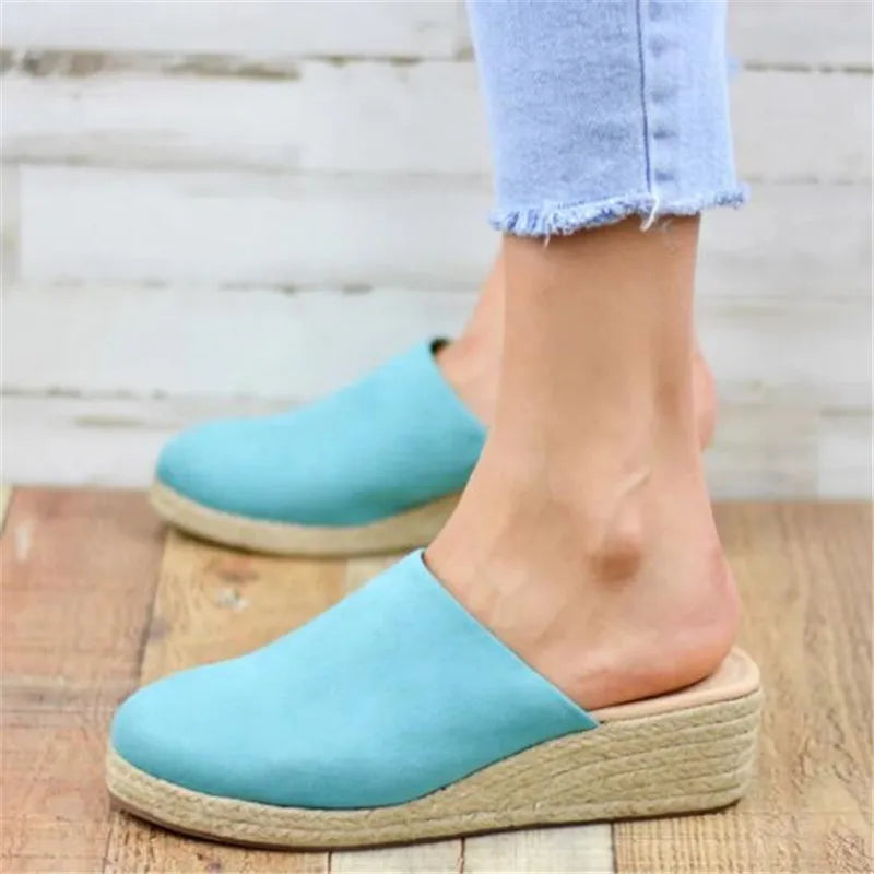 Women's Espadrille Wedge Sandals Closed Toe Platform Slip-On