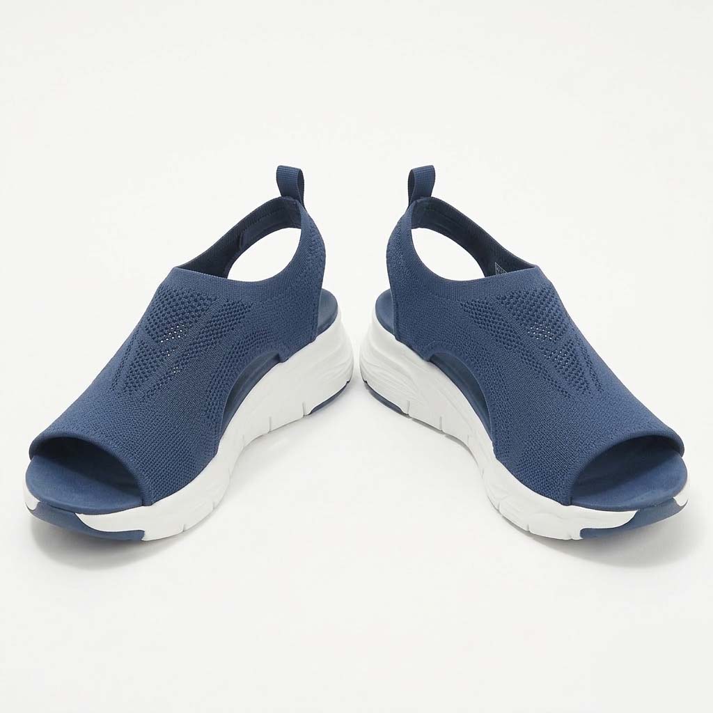 Women's Wedge Sandals Knitted Cut Out Cushion Design and Slingback Strap