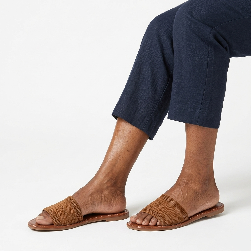Women's Orthopedic Slip Ons Textured Strap and Contrast Stitching
