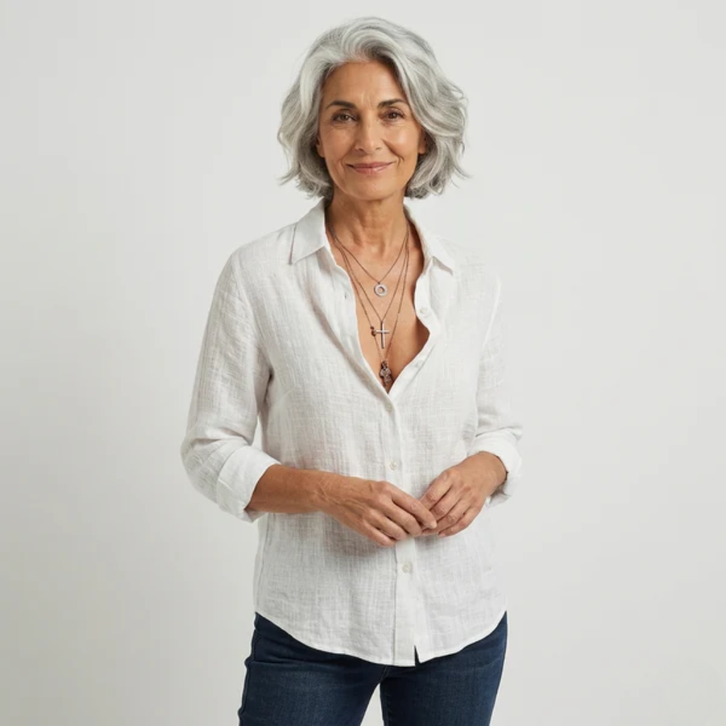 Women’s Linen Blouse - Elegant Relaxed Fit and Breathable Comfort