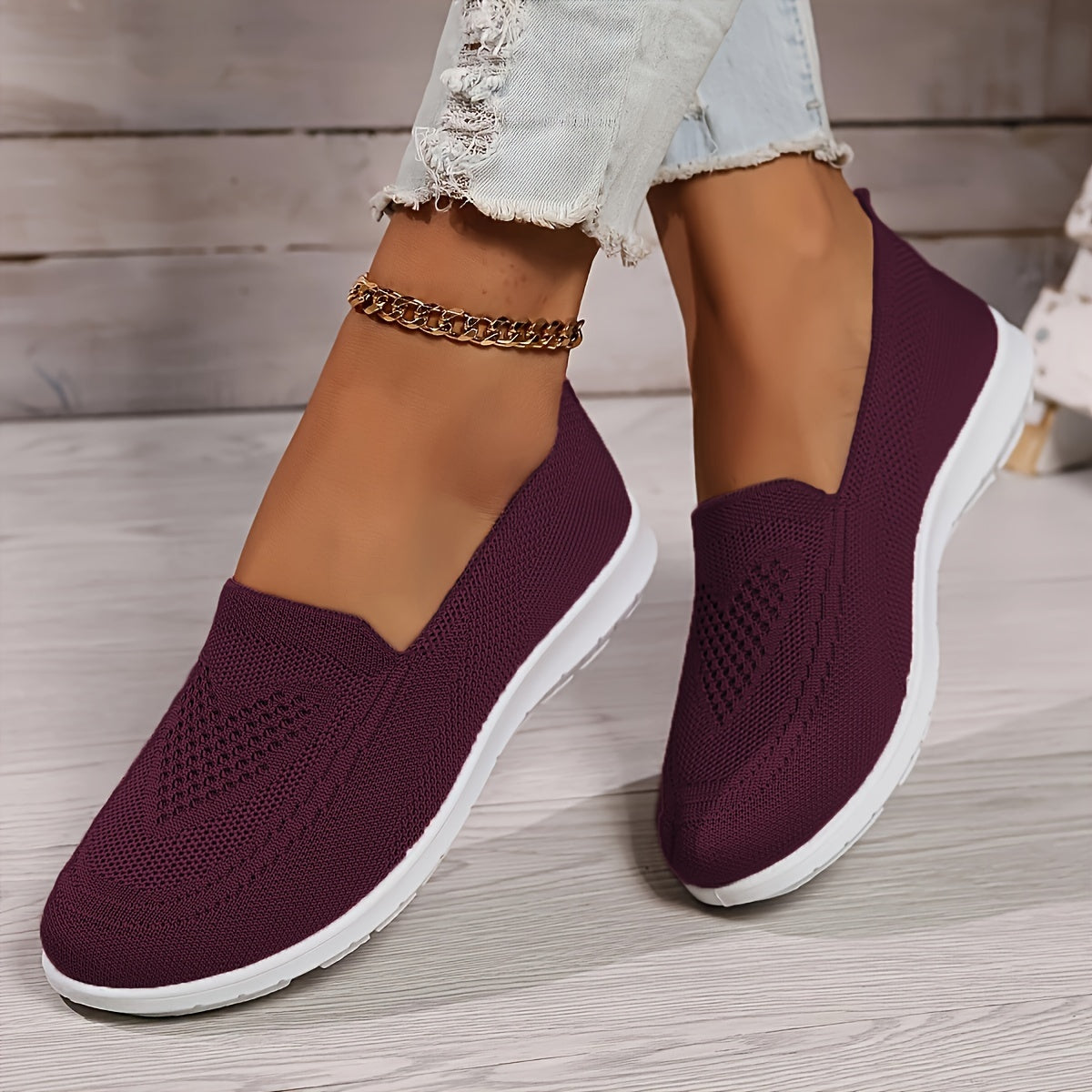 Women's Slip-On Sneakers Orthopedic Knitted Mesh and Cushion Sole