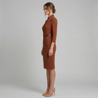 Women's Sheath Dress V Neck Belted Midi Office