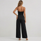 Women's Sleeveless Jumpsuit V-Neck Surplice and Wide Leg Fit