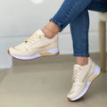 Women's Low-Top Sneakers Leather Lace-Up and Metallic Trim