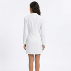 Women's Double-Breasted Blazer Dress - Notch Lapel and Flap Pocket Detail