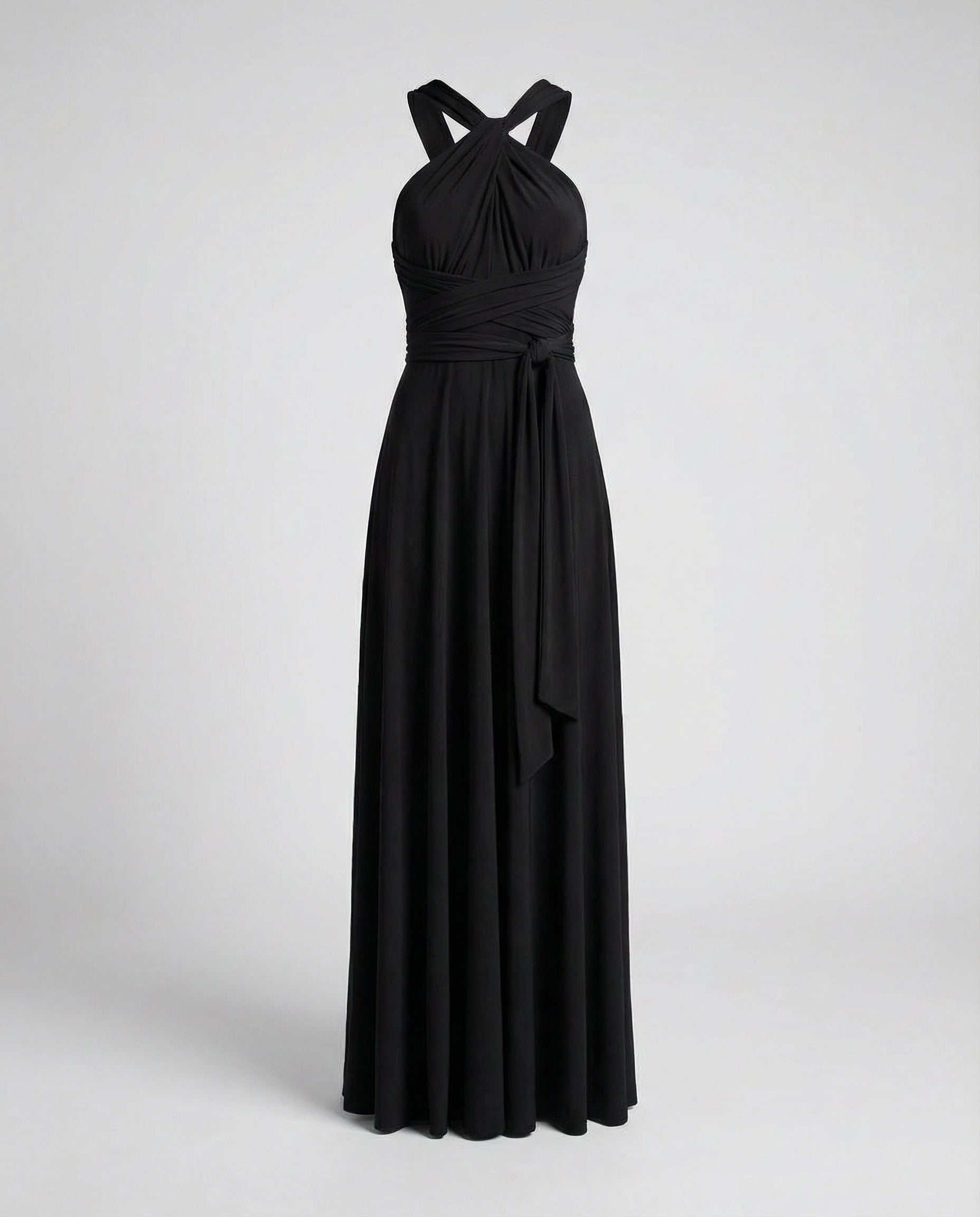 Women's Multiway Wrap Maxi Dress - V-Neck and Multi-Tie Waist Detail