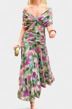 Women's Off the Shoulder Maxi Dress Wedding Guest Ruched Elegant