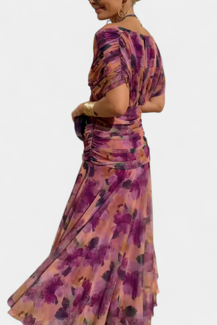 Women's Off the Shoulder Maxi Dress Wedding Guest Ruched Elegant