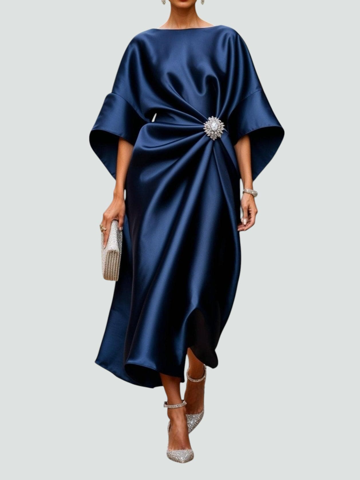 Women's Midi Dress Kaftan 3/4 Sleeve Cocktail Elegant