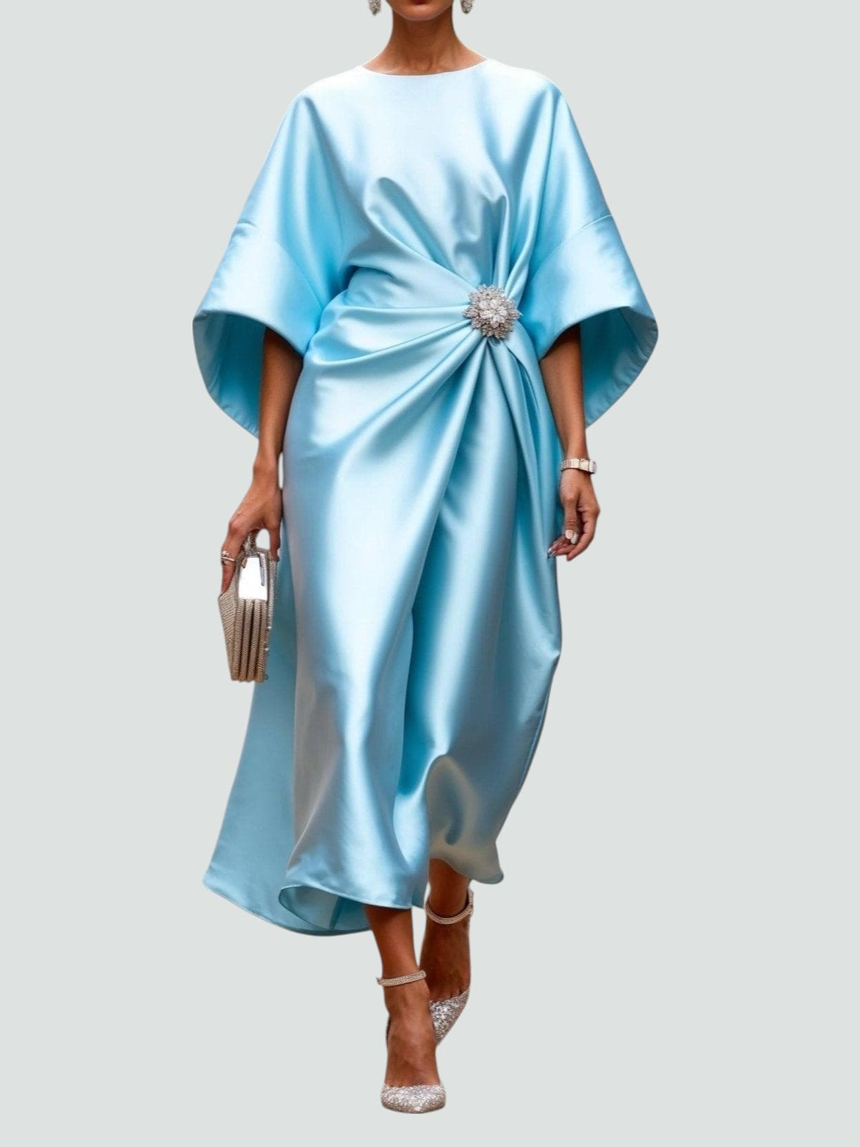 Women's Midi Dress Kaftan 3/4 Sleeve Cocktail Elegant