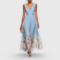 Women's Floral Maxi Dress Wedding Guest V-Neck Summer Sleeveless